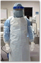 獨協医科大学越谷病院病理解剖室で使用されている感染症防護服